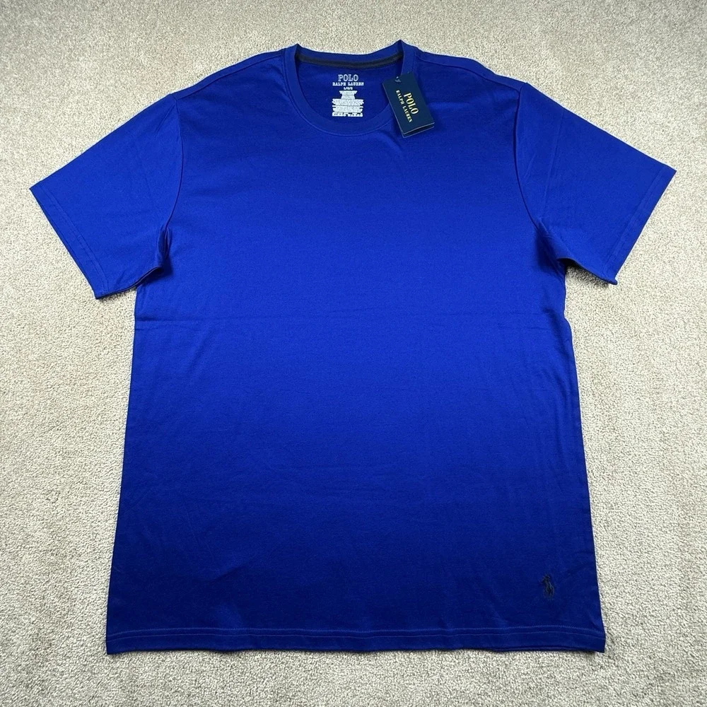 Polo Ralph Lauren Men Large Blue Short Sleeve Crew Neck Long T-Shirt Lounge Wear